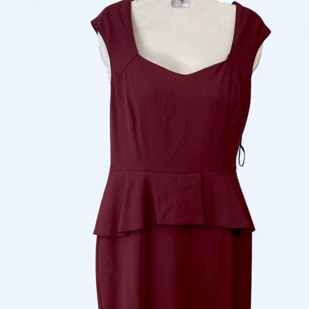 White House Black Market Burgundy peplum pencil dress sleeveless 8p